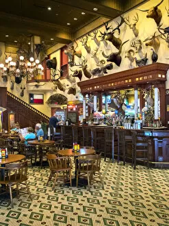 Texas, San Antonio, Buckhorn Saloon, 1881, Bar Decorated With Antler Racks