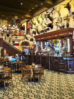 San Antonio Prints: Texas, San Antonio, Buckhorn Saloon, 1881, Bar Decorated With Antler Racks