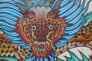 Bangkok Gallery: Thailand, Bangkok, Chinatown, Chinese Temple, Artwork Depicting Dragon