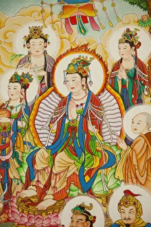 Images Dated 18th February 2011: Thailand, Bangkok, Chinatown, Thian Fa Chinese Medicine Hospital, Wall Mural Depicting