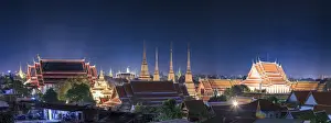 Thailand, Bangkok elevated view of Wat Pho and Grand Palace