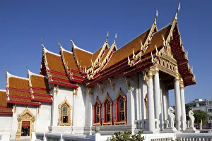 Marble Temple Prints: Thailand, Bangkok, Marble Temple, Wat Benchamabophit