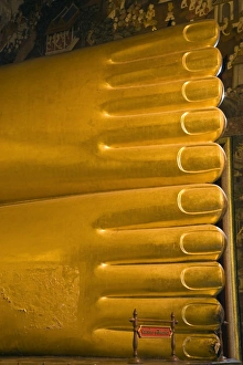 V Iew Gallery: Thailand, Bangkok. Detail of Reclining Buddha feet at Wat Pho