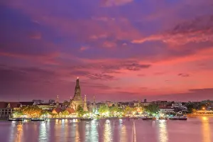 Wat Arun Prints: Thailand, Bangkok, Wat Arun (Temple of Dawn) and Chao Praya River