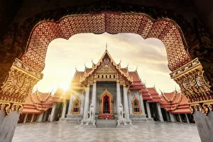 Images Dated 3rd January 2017: Thailand, Bangkok, Wat Benchamabophit (Marble Temple)