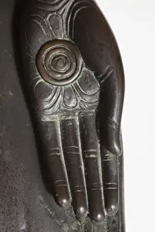 Marble Temple Prints: Thailand, Bangkok, Wat Benchamabophit aka Marble Temple, Detail of Buddha Statue Hand