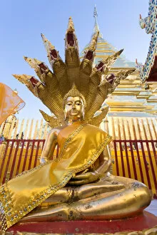 Smiling Gallery: Thailand, Chiang Mai. Buddha statue inside Wat Phra Doi Suthep temple