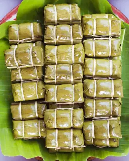 Market Stall Prints: Thailand, Chiang mai, Sticky rice for sale at Thai market stall