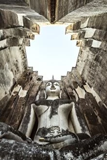Ceiling Gallery: Thailand, Sukhothai Historical Park. Wat Si Chum temple with giant Buddha statue