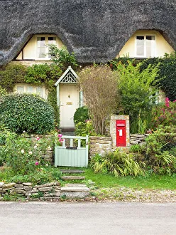 Wiltshire Prints: A thatched cottage in Lacock village, Wiltshire, England