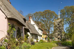 Horizontal Prints: Thatched Cottages & Church, Wendens Ambo, Essex, England