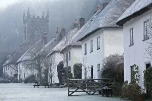 Seasons Gallery: Thatched cottages at Milton Abbas in winter, Dorset, England