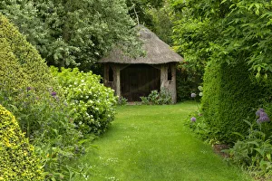 Folly Prints: Thatched Folly, Elton Hall Gardens, Elton, Cambridgeshire, England