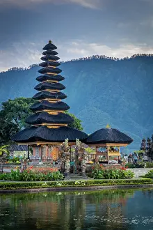 Lake Beratan Prints: Thatched Meru (pagoda) at Ulun Danu Beratan Temple