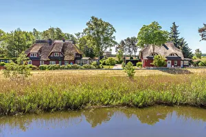 Prerow Prints: Thatched roof houses at the port of Prerow