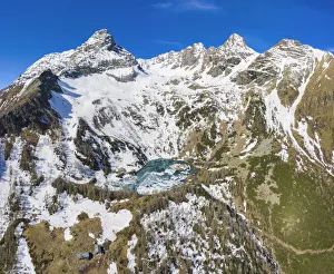 thaw of lagazzuolo lake in Valmalenco, Sondrio province, Valtellina, Lombardy, Italy