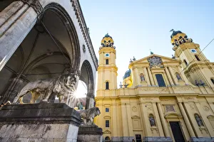 Munchen Prints: Theatinerkirche, Odeonsplatz, Munich, Bavaria, Germany