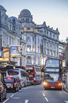 Buses Prints: Theatre district, Shaftesbury Avenue, London, England, UK
