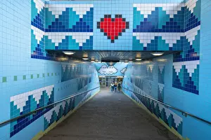 Artwork Prints: Thorildsplan metro station decorated with artwork on tiles inspired by pixels of