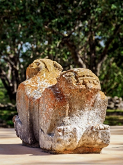 Uxmal Prints: Throne of the Jaguar in front of The Governor's Palace, Uxmal, Yucatan State, Mexico