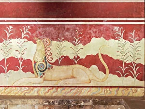 Archaeological Collection: The throne room, interior, Palace of Minos, Knossos, Heraklion Region, Crete, Greece