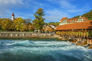 Thun with Scherzligschleuse and River Aare, Berner Oberland, Switzerland