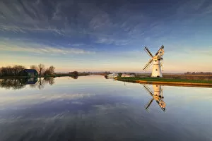 Images Dated 1st June 2021: Thurne Mill Reflecting in River Thurne