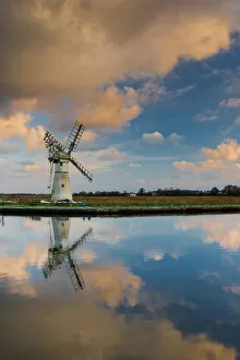 Mill Gallery: Thurne Mill Reflections, Norfolk Broads National Park, Norfolk, England