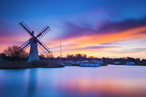 Images Dated 4th December 2012: Thurne Mill at Sunrise, Norfolk Broads National Park, Norfolk, England