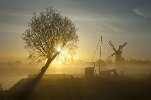 Thurne Mill at Sunrise, Norfolk Broads National Park, England