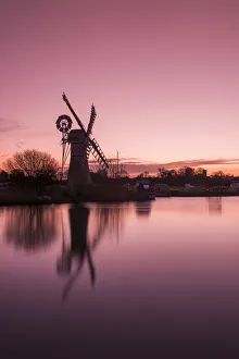 Thurne Mill at Sunrise, Norfolk Broads National Park, Norfolk, England