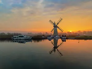 Atmosphere Prints: Thurne Mill at Sunrise, Thurne, Norfolk Broads National Park, England