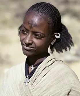Images Dated 5th February 2009: A Tigray woman has a cross of the Ethiopian Orthodox