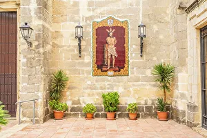 Images Dated 22nd May 2023: Tiled icon outside Parroquia San Juan Bautista de Los Descalzos y Nuestra Senora de Las Angustias