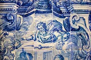 Tiled picture, museum in cloister Nossa Senhora da Conceicao, Beja, Alentejo, Portugal