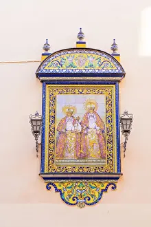 Triana Prints: Tiled religious icon outside Real Parroquia de Senora Santa Ana, Seville, Andalusia, Spain