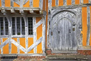 Suffolk Prints: Timbered Building & Door, Little hall, Lavenham, Suffolk, England