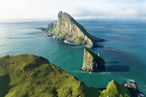Faroese Prints: Tindholmur and Draganir islands during an autumn day, Sorvagur, Faroe Island