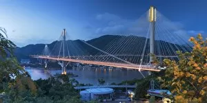 Images Dated 14th August 2017: Ting Kau Bridge at dusk, Tsing Yi, Hong Kong, China