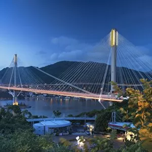 Ting Kau Bridge Collection: Ting Kau Bridge at dusk, Tsing Yi, Hong Kong, China