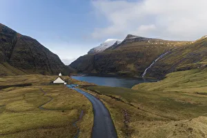 The tiny church in Saksun. Streymoy, Faroe Islands