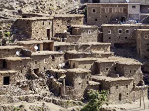 Atlas Mountains Gallery: Tizi Ait Barka Village in Atlas Mountains with old traditional houses on the route