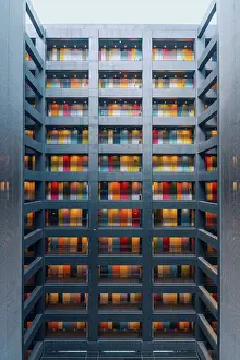 Office Prints: Tokyo colorful doors and symmetric architecture in a hotel building, The Soho