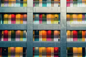 Color Prints: Tokyo colorful doors and symmetric architecture in a hotel building, The Soho