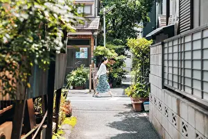 Lifestyle Prints: Tokyo, Harajuku residential area in summertime. Japan
