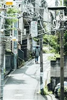 Lifestyle Prints: Tokyo, Harajuku residential area in summertime. Japan