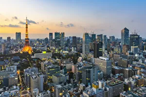 Tokyo, Kanto region, Japan. The iconic Tokyo tower in the Minato ward