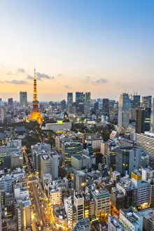 Tokyo, Kanto region, Japan. The iconic Tokyo tower in the Minato ward