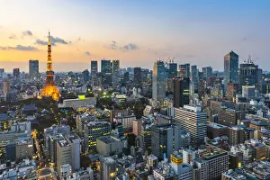 Communication Prints: Tokyo, Kanto region, Japan. The iconic Tokyo tower in the Minato ward