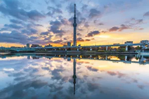 Building Exterior Prints: Tokyo Skytree and Sumida river, Tokyo, Kanto region, Japan
